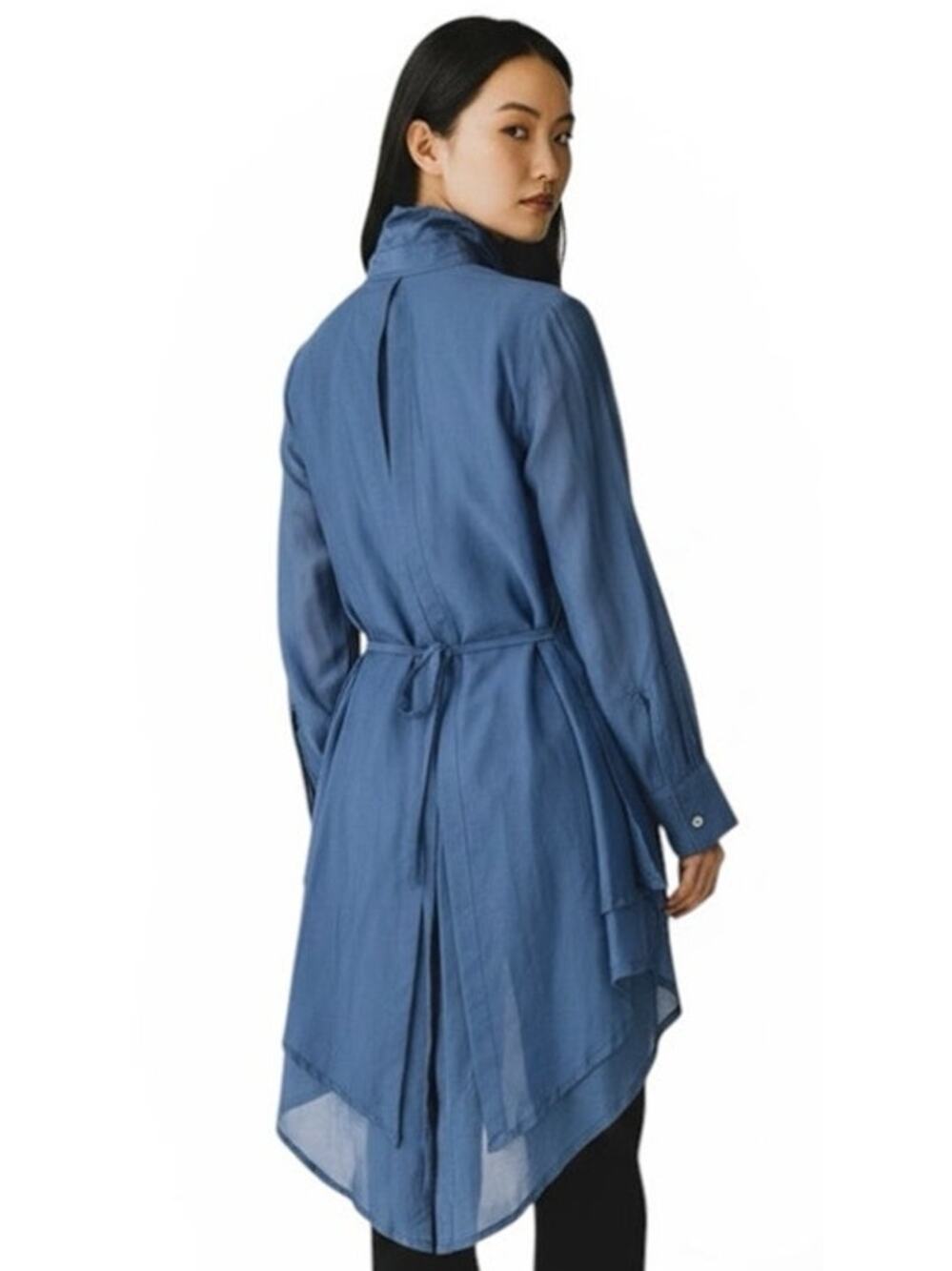 Taylor New Zealand Button Front Silk Cotton Top $397 Luxury Brand XS Hi Low